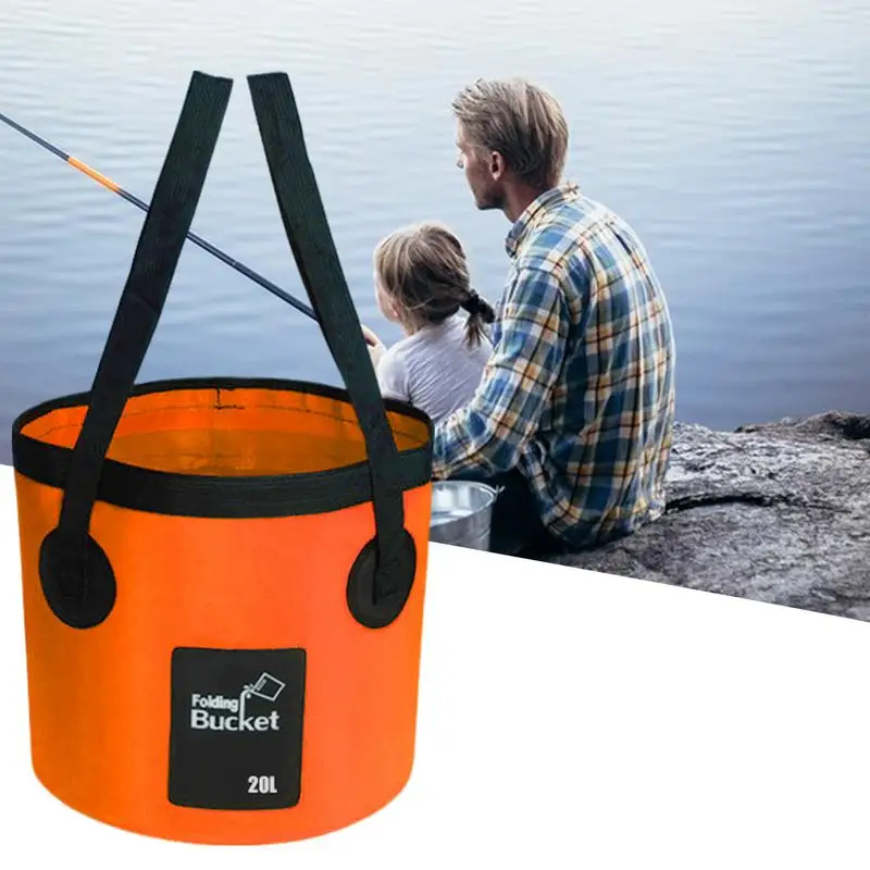 Foldable Fish Bucket 20L Outdoor Convenient Fishing Box Travel Car Wash Water Container For Camping RV Camping Hiking Boating