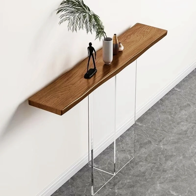 Solid wood table with Acrylic transparent legs Light luxury art simple room decor table furniture