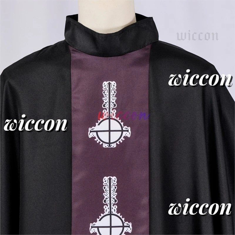 Papa Emeritus Full Costume Set Black Cloak With Hat Middle Ages Outfit for Adult Halloween Carnival Fancy Dress Cosplay