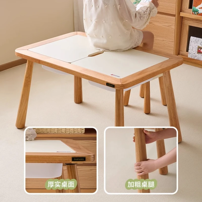 Log Wind Toy Table Storage Integrated Living Room Children's Room Children Study Write Desk Multiple Functions Bedroom Furniture