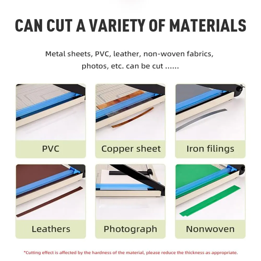 1 cortador de papel plástico de 12 polegadas com proteção de segurança e trava de lâmina, capacidade de 8 folhas, material PE durável.