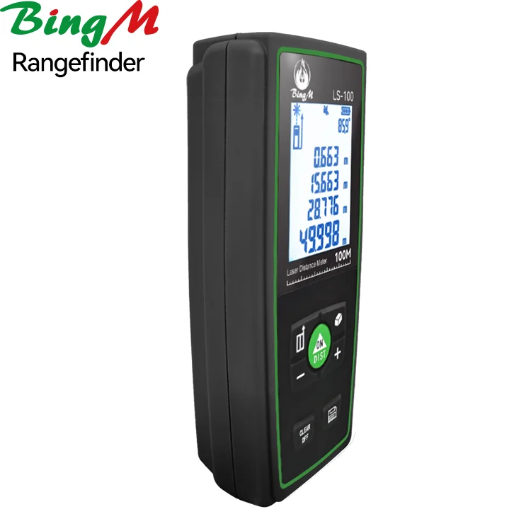 مقياس مسافات ليزر صناعي مدمج بطول 120 مترًا يعمل بالبطارية IP54 مقاوم للماء مع شاشة LCD وتكبير 6X للاستخدام الخارجي