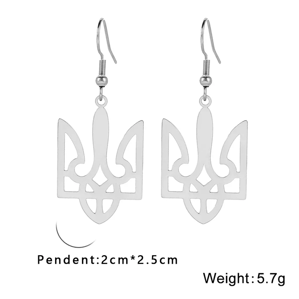 Stainless Steel Ukraine Trident Drop Earrings for Women Flag Charm Ukrainian Symbols Pendant Earrings Solidarity Ethnic Jewelry
