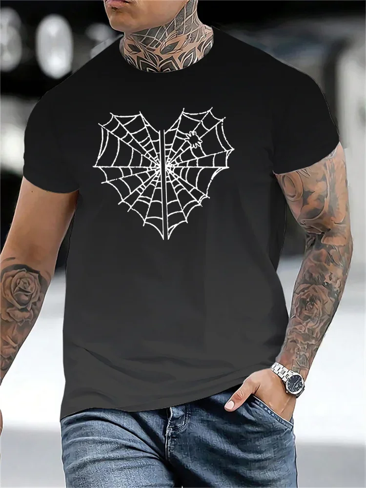

2024 New Street Casual Men's T-shirt Summer Daily Outdoor Sports Short-sleeved Top 3D Spider Print Fashion Men's T-shirt