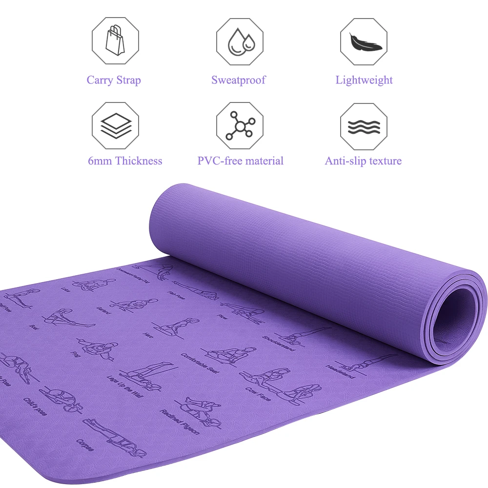 6mm TPE Yoga Mat Anti-slip Pilates Mat Sport Fitness Blanket for Yoga Exercise Outdoor Gymnastics Mat Fitness Equipment 1830*610