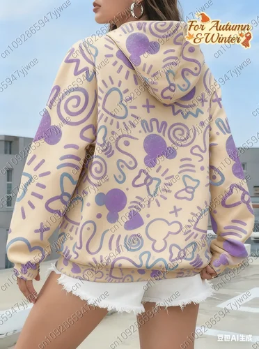 Imagen 1 del producto 2025 invierno mujer Mickey Mouse impresión mujer gráfico Sudadera con capucha Sudadera con capucha todo-fósforo Sudadera con capucha mujeres ropa