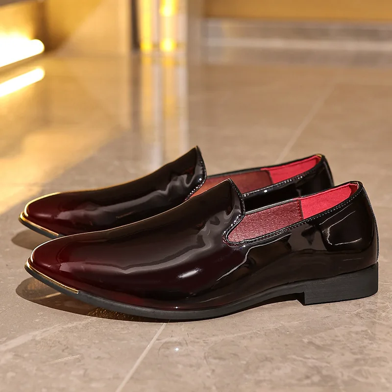 Party Shoes For Men Coiffeur Wedding Shoes Men Elegant Italian Brand Patent Leather Dress Shoes Men Formal Sepatu Slip On Pria