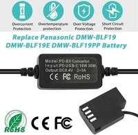 BLF-19 Dummy Battery for Panasonic Lumix DMC-GH3 GH4 GH3K GH4K GH5 G9 PD Type-C USB-C Convertor DMW-DCC12 DCC12 DC Coupler