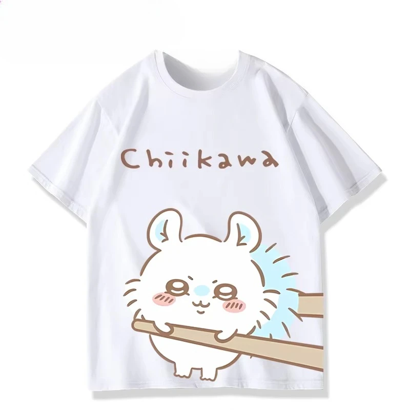Summer Kawaii Chiikawa Graphic Tee Unisex Hachiware Usagi Anime Short Sleeve Sweet Trendy Couple Student Streetwear Fashion Tops image 4