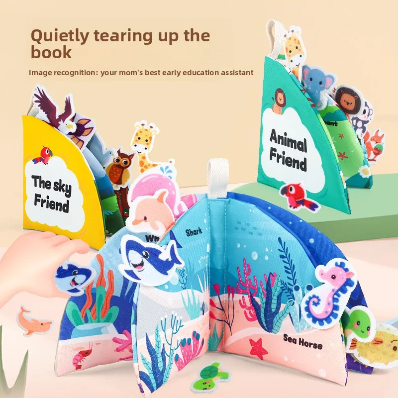 

Crinkle Paper Fabric Book Chewable Tear Resistant Hand Exploration Tactile Auditory Stimulation Safe Material Skill Development
