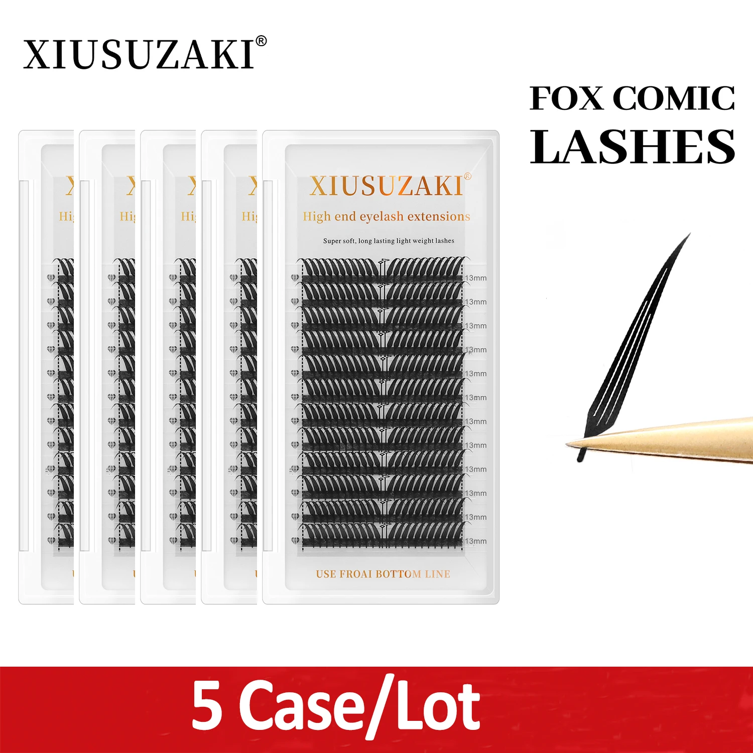 

XIUSUZAKI 5 лотков/лот Fox Comic Spire ресницы мягкие натуральные готовые вееры наращивание ресниц индивидуальный объем накладные ресницы инструменты