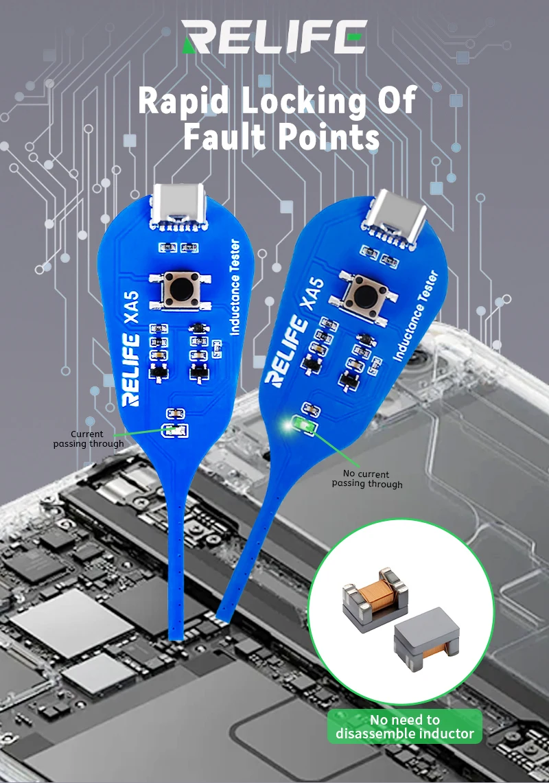 RELIFE XA5 Inductance Tester Electromagnetic Non-Contact Fault Detection Tool for Phones PCB Motherboard Repair Diagnostics