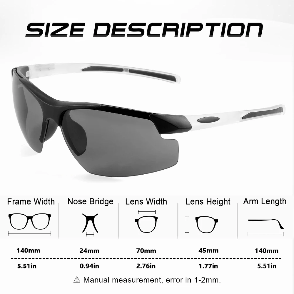 CRIXALIS Quadratische Halbrahmen-Sonnenbrille für Herren, Modetrend, Radfahren, Sonnenbrille, Brille, Herren, Outdoor-Sport, Schattierungen, Damen, UV400 – Detail 3