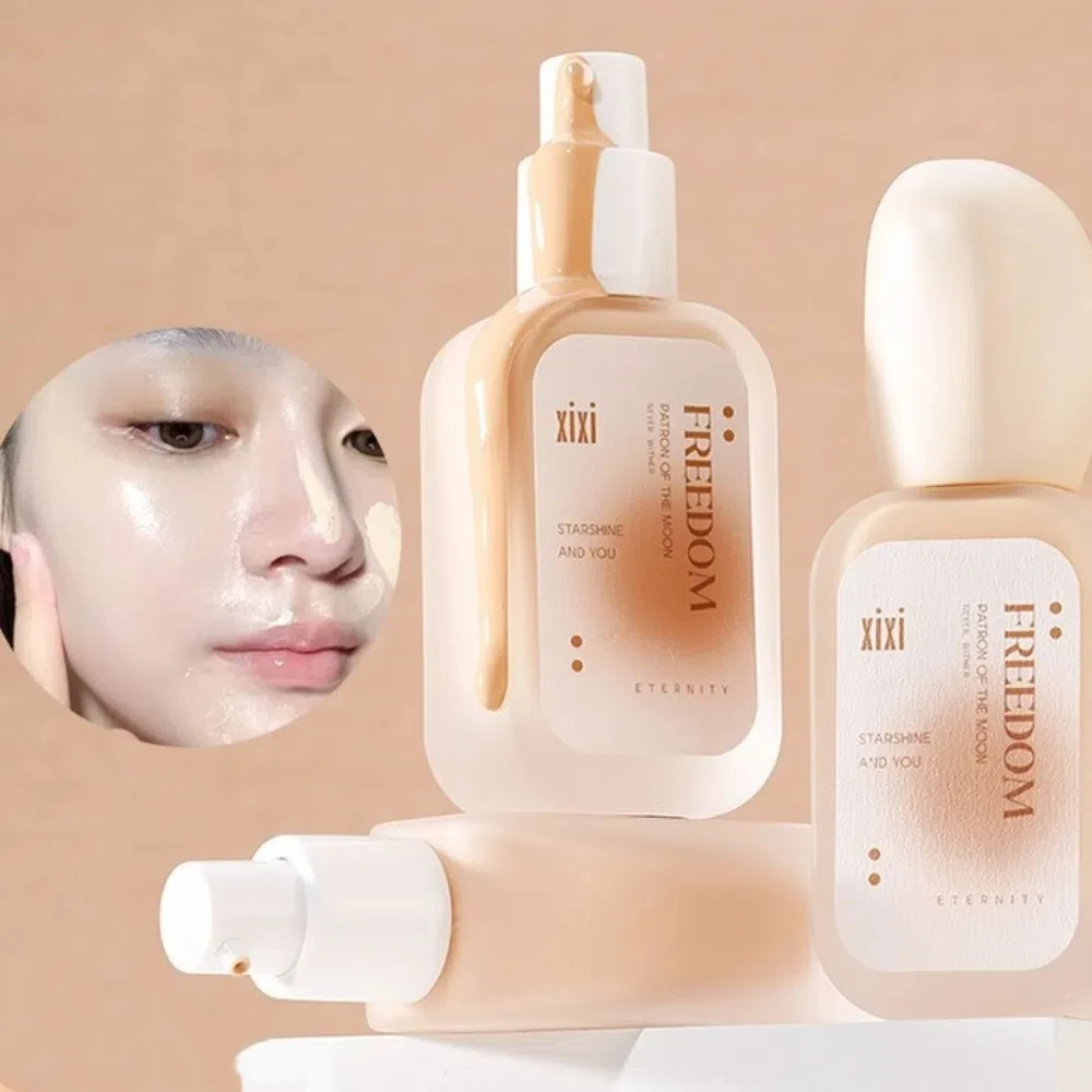 Long Lasting Liquid Foundation Non-Sticking Powder Sweatproof Moisturizing Concealer Lightweight Oil Control Face Contour Liquid
