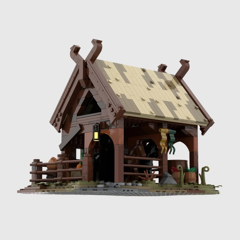 793PCS MOC Middle-earth Rohan Stables Model Building Blocks Modular Building Set DIY Assembly Toys Children Boy Birthday Gift