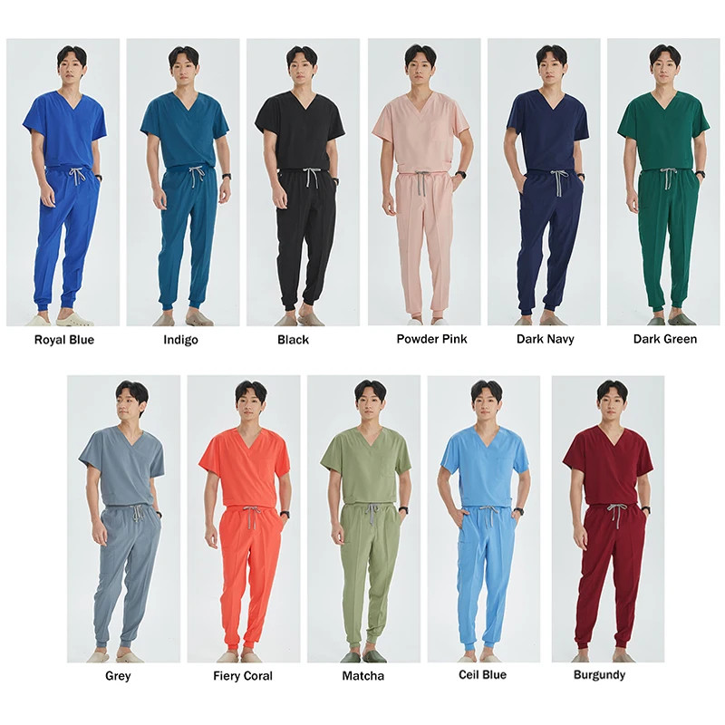 Uomini economici Uniforme ospedaliera Scrub medico Set 4 vie Stretch Ultra Lite Medico Infermiera Vestito Scrub chirurgico pediatrico Uniforme S21