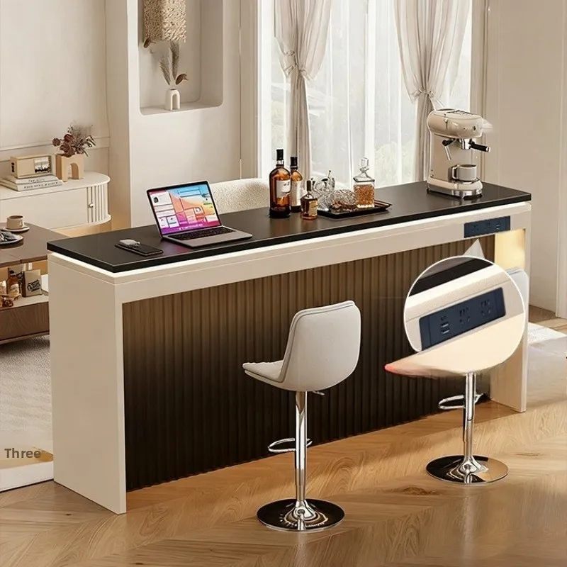 Small apartment bar side cabinet, integrated high-footed table, extremely narrow island table