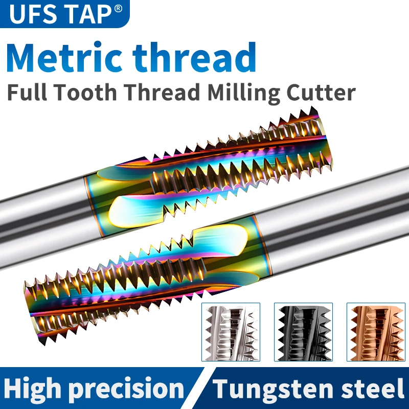 

UFS Tap 1PCS CNC Machine Solid Carbide Full Tooth Thread Milling M3 M4 M5 M6 M8 M10 M12 M14 M16 M18 M20 M22 M24Mill Mills Cutter