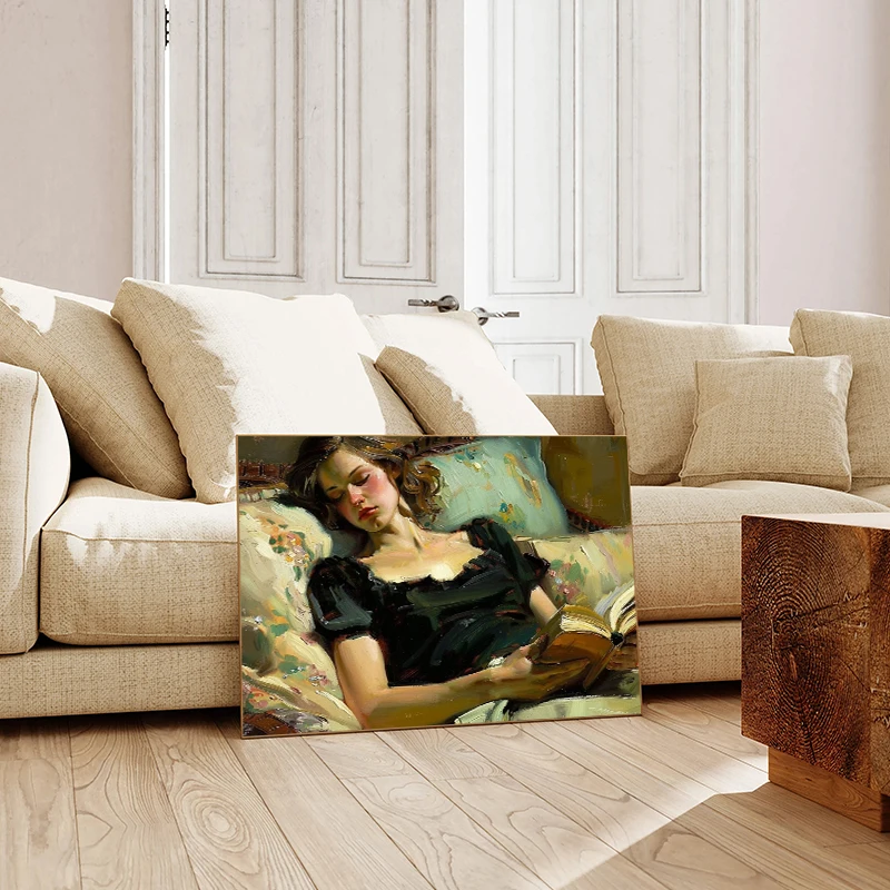 العتيقة صورة امرأة قراءة كتاب المشارك Vintage لا تزال الحياة كتم نغمات حائط لوح رسم الفن غرفة الدراسة غرفة نوم ديكور المنزل