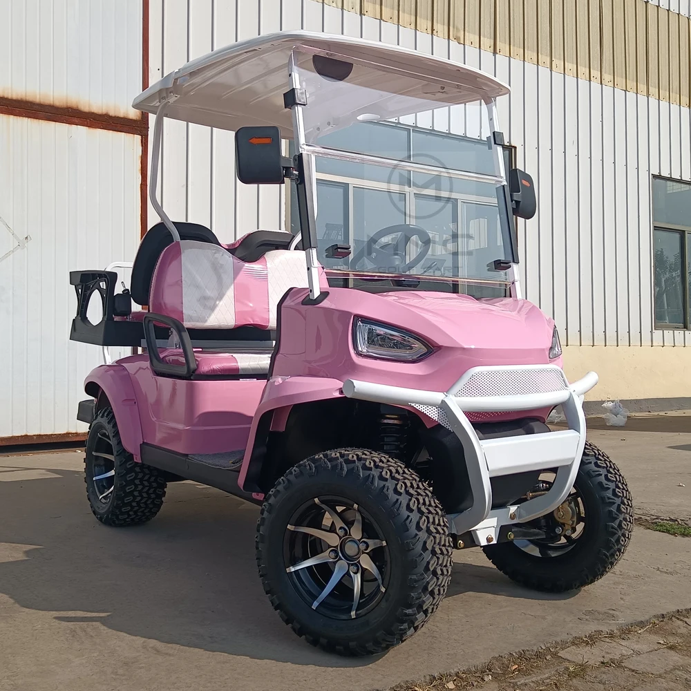 2024 Fashion New Design 4 Seat Sightseeing Bus Club Golf Cart 48/72V Lithium Battery Buggy Street Legal Golf Carts Electric