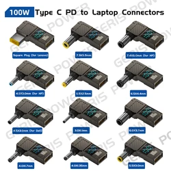 ​LED Display PD 100W Laptop Power Supply Adapter Charger Connector USB Type C PD to DC Jack Plug Converter for Lenovo Hp Dell
