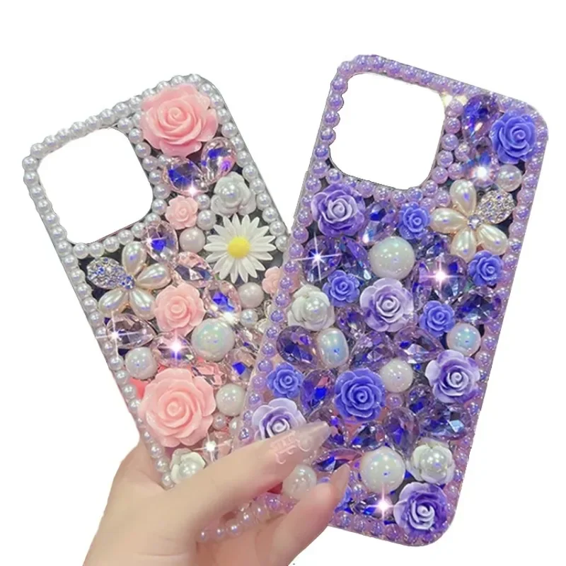 Luxury Sparkle 3D Diamonds Handmade Series Phone Case for iPhone16Pro max, 7, 8, Xr, X, Xs Max, 11, 12, 13, 14, 15 Plus Pro Max