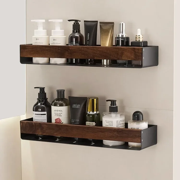 Walnut kitchen spice rack wall mounted detachable wall-mounted bathroom vanity cosmetic organizer shelf