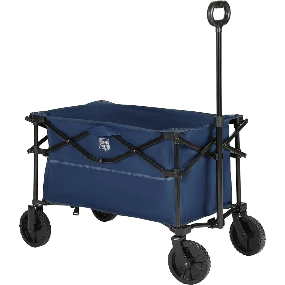 

Timber Ridge Collapsible Utility Cart Wagon, Dark Blue, 225 Lbs Capacity, Foldable, Adjustable Handle, 33.46" x 19.69" x 44.09"