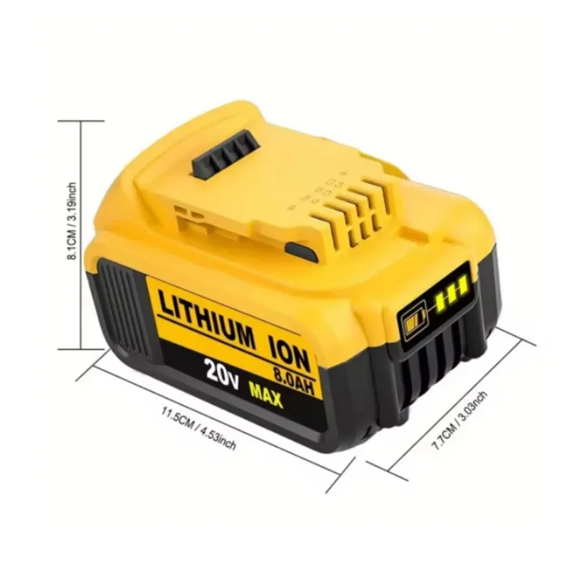 

20V 8.0Ah Lithium Battery Replacement | 2Pack/4Pack ,Compatible with Dewalt Battery DCB200 DCB208 Apply To Cordless Power Tools