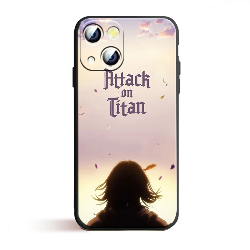 Attack On Titan Apple iPhone Case For 15 14 13 12 11 Mini XS XR X 6S 6 Pro Max Plus Black Soft Cover