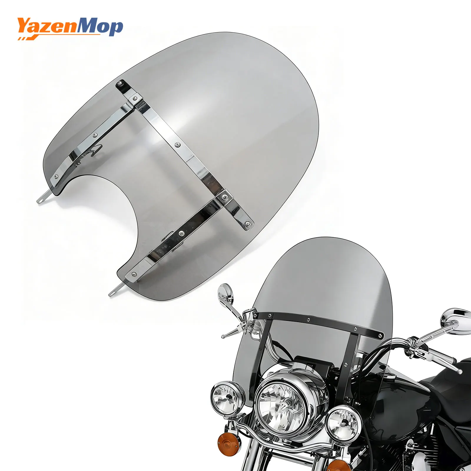 

Motorcycle 15 Inch Smoke Detachable Windshield Windscreen Fits for Harley Touring Road King Classic FLHR FLHRCI 1994-2024