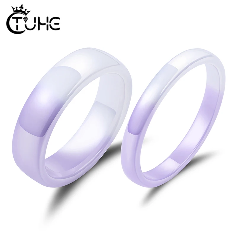 New Brand Design Handmade Real Ceramic Ring Inter-color Purple Gradient Jewelry New Novelty Finger Ring Anniversary Ring Gifts