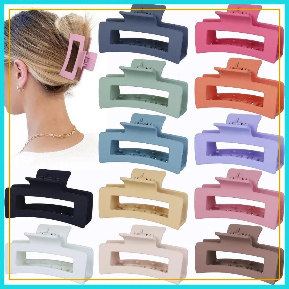 

12 Pcs Medium Hair Clips, 3.5 Inch Colorful Square Claw Clips for Thick and Thin Hair, Bulk Hair Accessories
