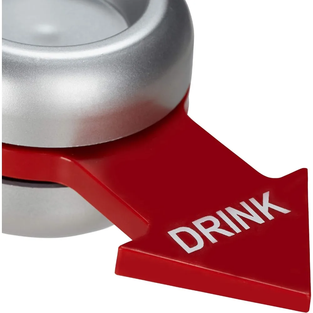 Relaxdays Trinkspiel, Spin The Bottle mit rotem Pfeil und Glas, lustiger Partygag, Shot Spinner für Erwachsene, Partyspiele-Spielzeug