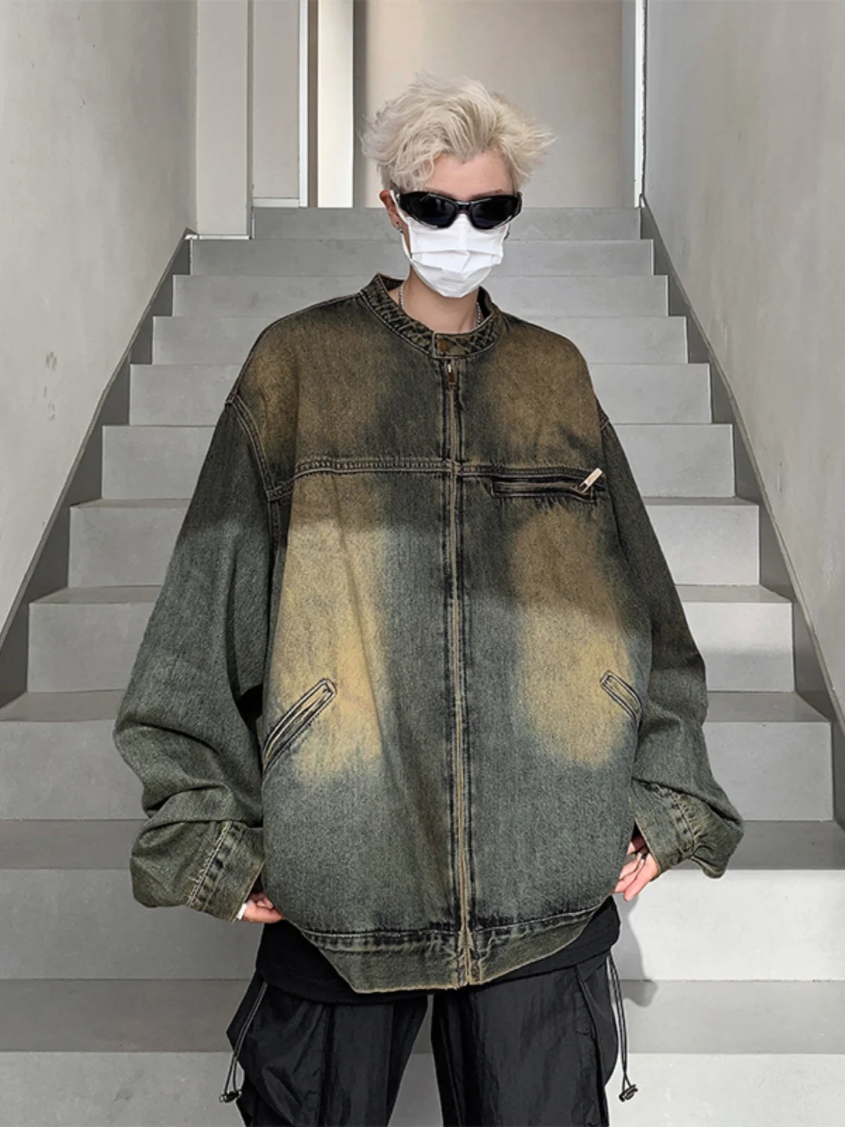 

Retro American Street Sle Men's Denim Jaet Autumn Winter Cool And Haome Waed out Jaet Youthful Trendy Loose Fit