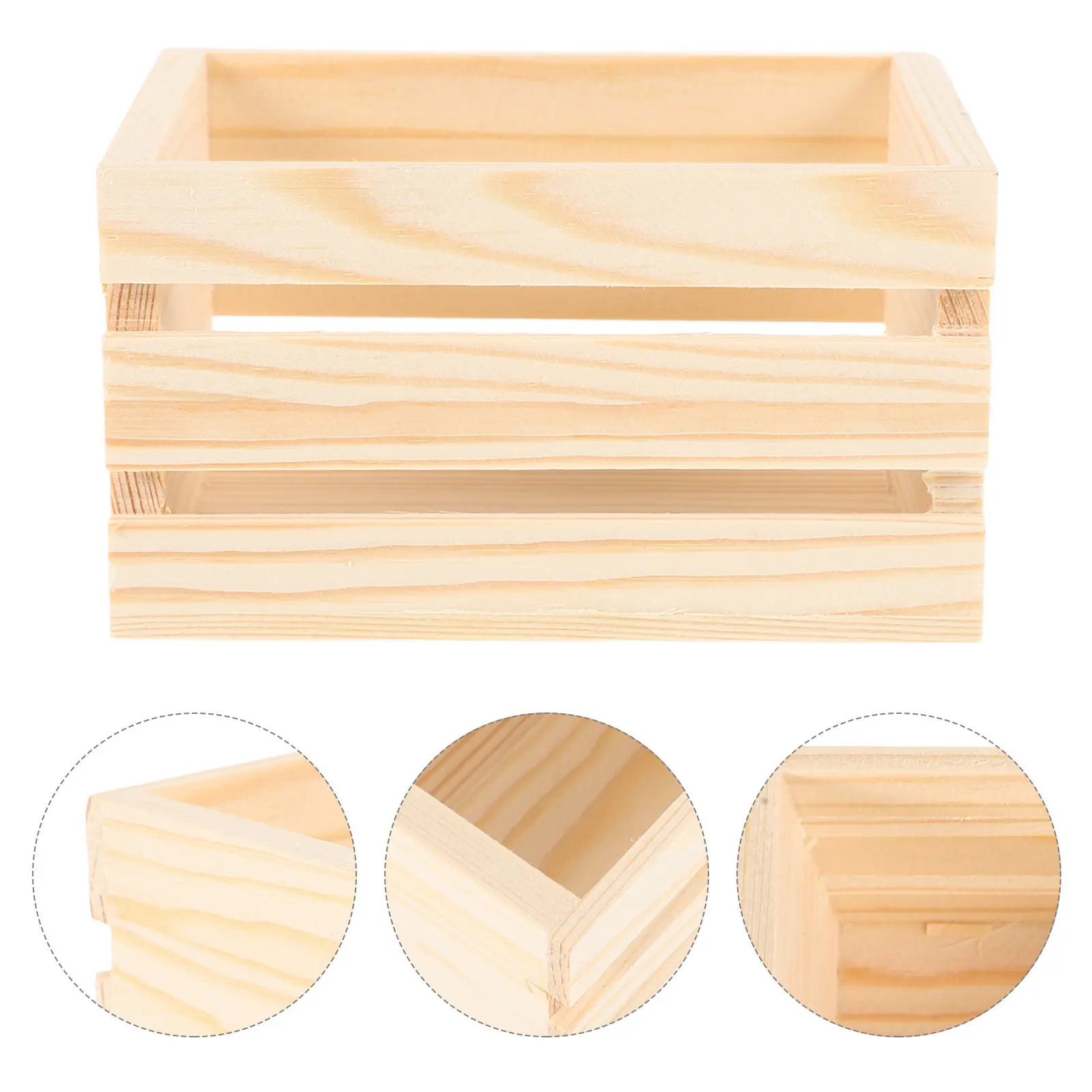 

Authentic Mini Wooden Milk Crate Dollhouse Miniature Accessory Pine Wood Crafted Micro Landscape Ornament Fairy Garden Decor