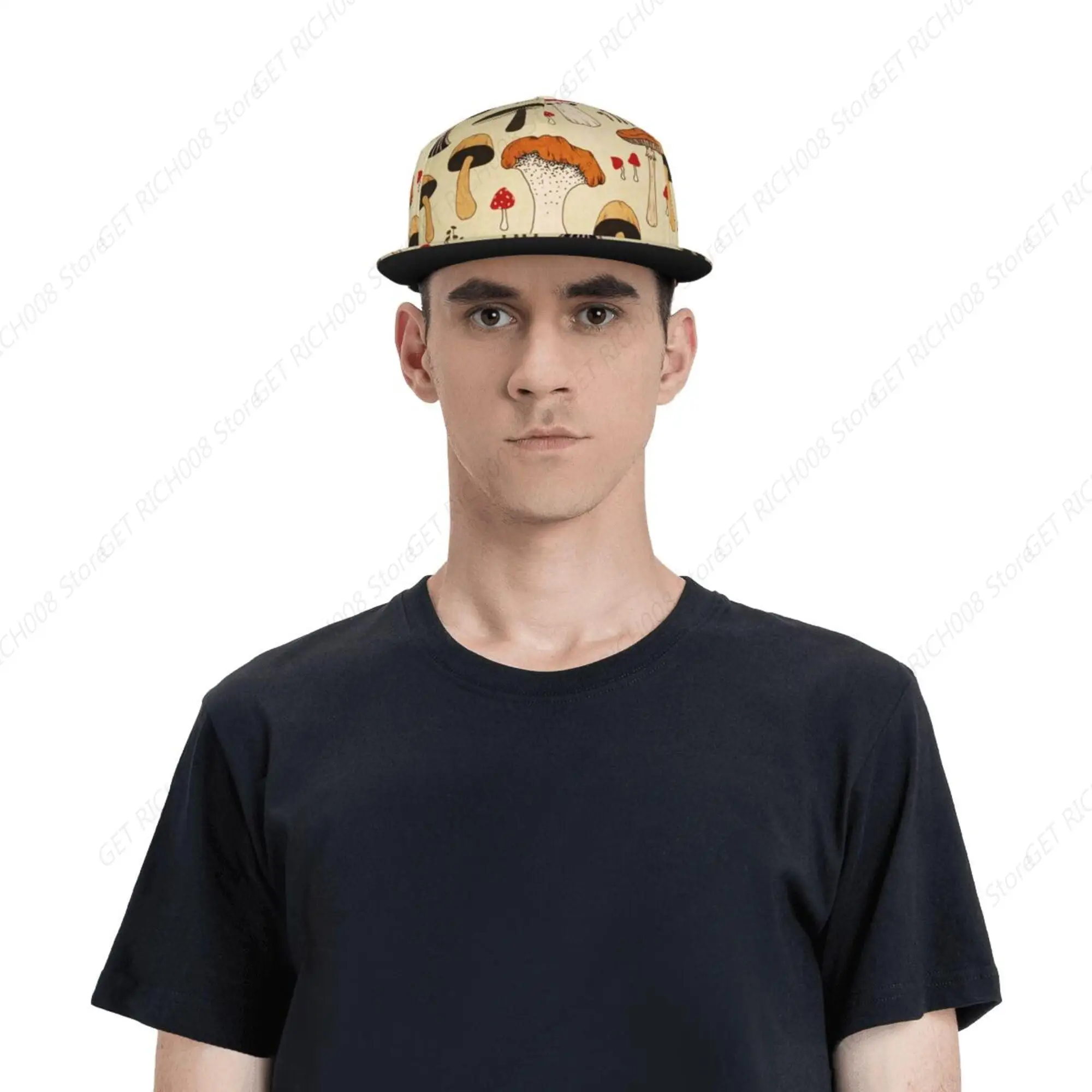 Gorra de béisbol informal con diseño de seta para hombre y mujer, gorra de camionero con ajuste relajado, sombrero de ala plana ajustable, gorra para papá, gorros de Hip Hop