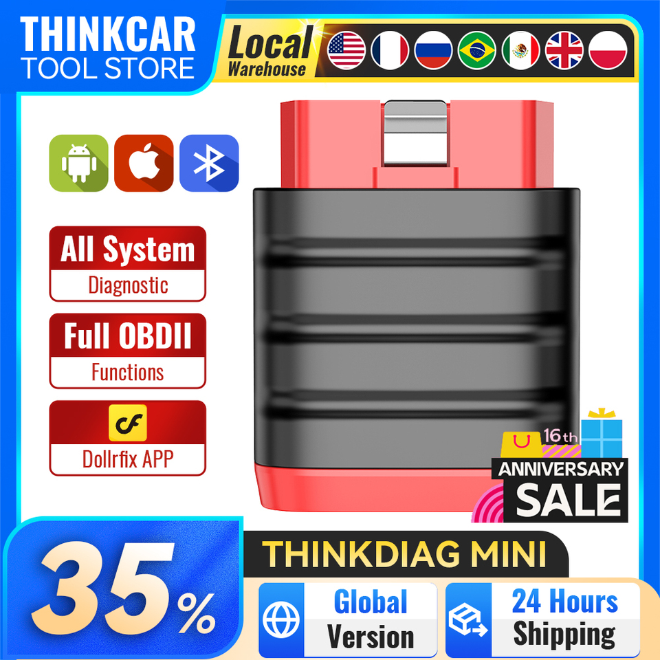 THINKCAR Thinkdiag Mini Bluetooth OBD2 Scanner Diagnostic Tool Full-System Car Scanner Check Engine Light Fault Code Reader Tool 