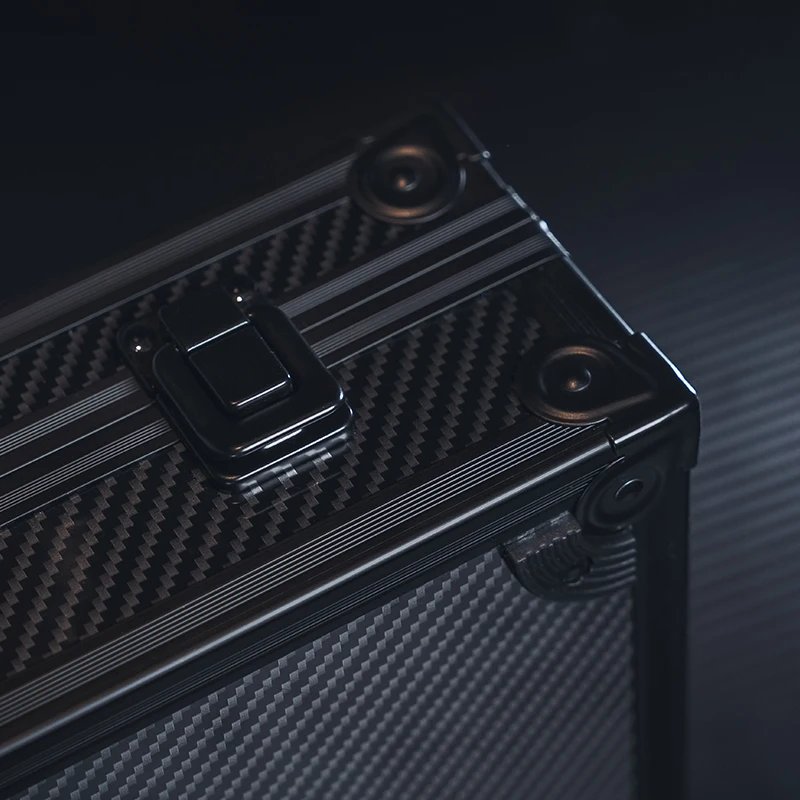 Mechanical Keyboard Organizer Carbon Fiber Pattern Suitcase for 65%/75% Keyboard with Lock Custom Premium Cushioning Storage Box