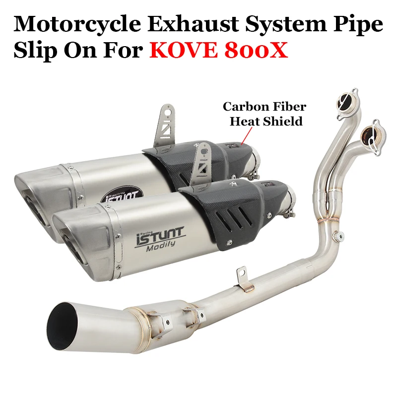 

For KOVE 800X 800 Rally Adventure Pro 2023 2024 Full Systems Motorcycle Dual Air Vents Exhaust Muffler Escape Front Link Pipe