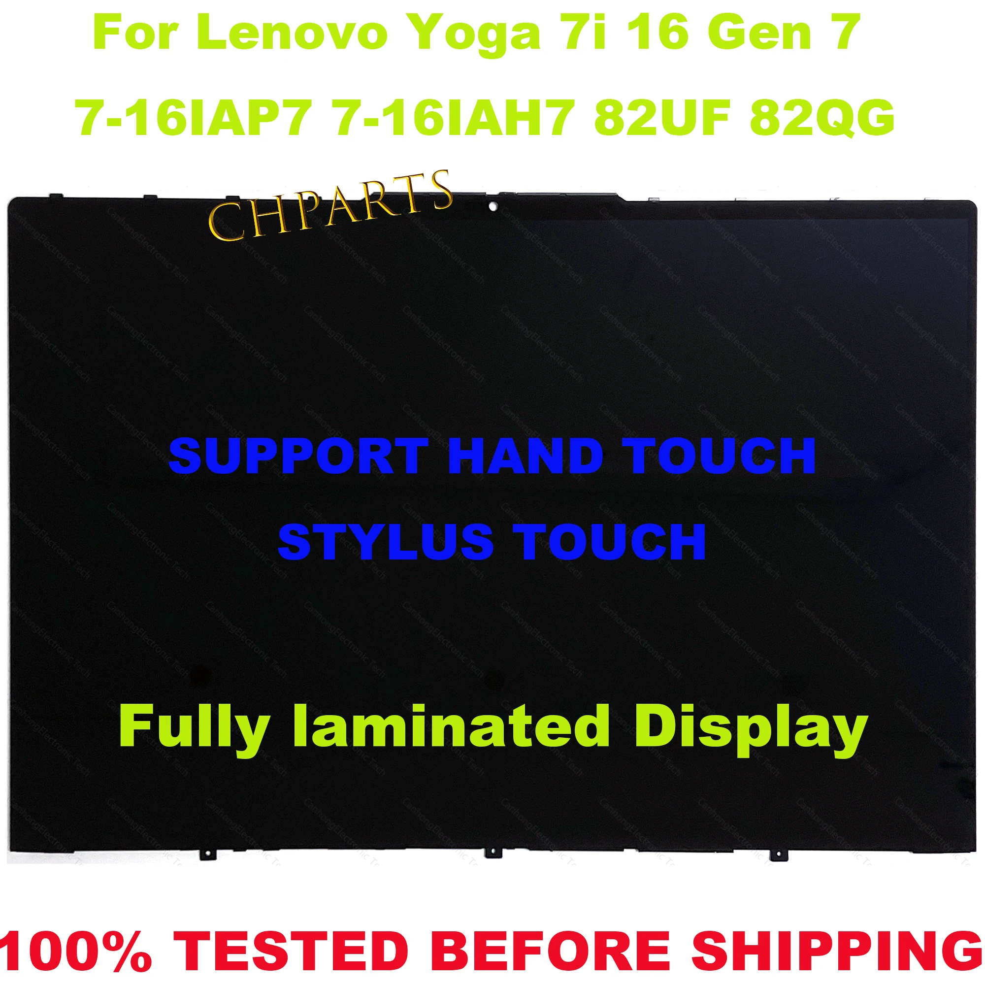 16 inches 2560*1600 For Lenovo Yoga 7 16 Gen 7 7-16IAP7 7-16IAH7 82UF 82QG Laptop LCD Replacement Display Touch Screen Assembly