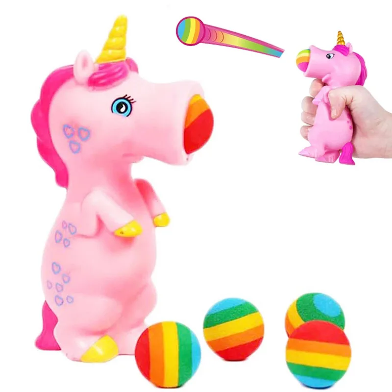 Funny Animal Pop Out Foam Balls Unicorns  Squeeze Shoots Ball Kids FidgetToys Stuff Weird Gadgets Autism Sensory Anti Stress Toy