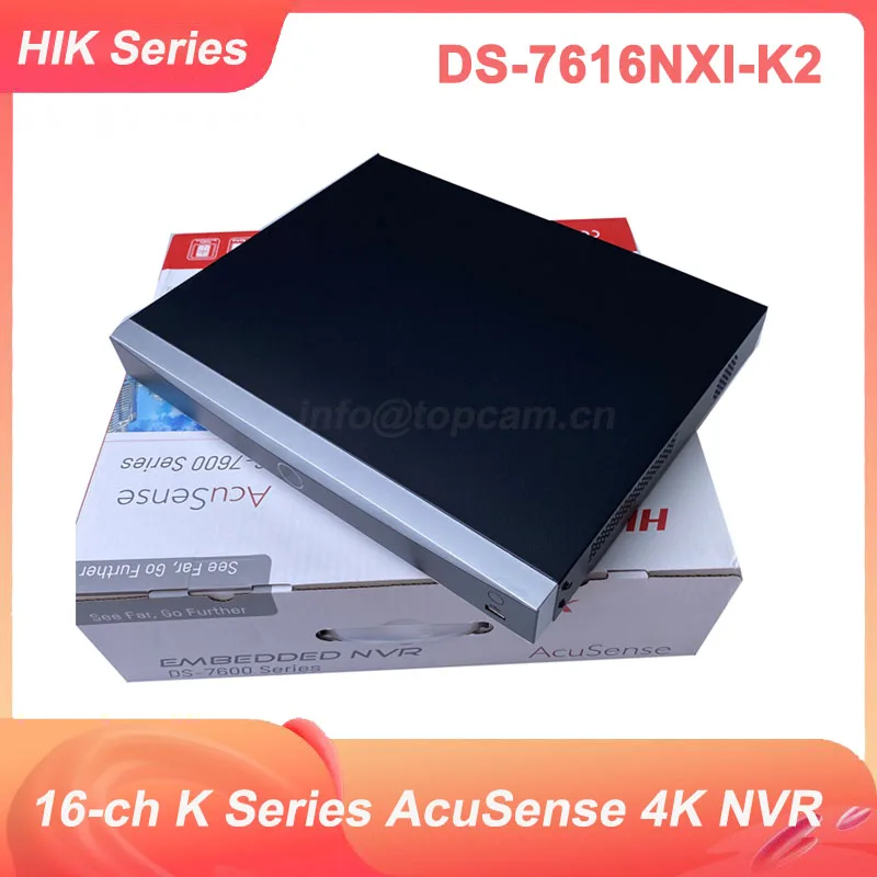 Original HIK English Version DS-7616NXI-K2 16-ch 1U K Series AcuSense 4K NVR Up to 16-ch IP camera inputs