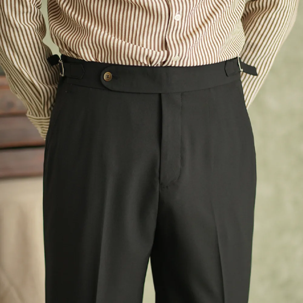 High Quality Luxury Coffee Colored Naples High Waisted Suit Pant Men Business Straight Leg Pant Solid Color Drape Men Dress Pant