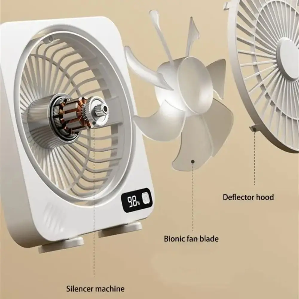 Quiet Operation LED Display Fan Digital Screen Built-in Battery Portable Desktop Fan Low Noise 1200mAh Capacity