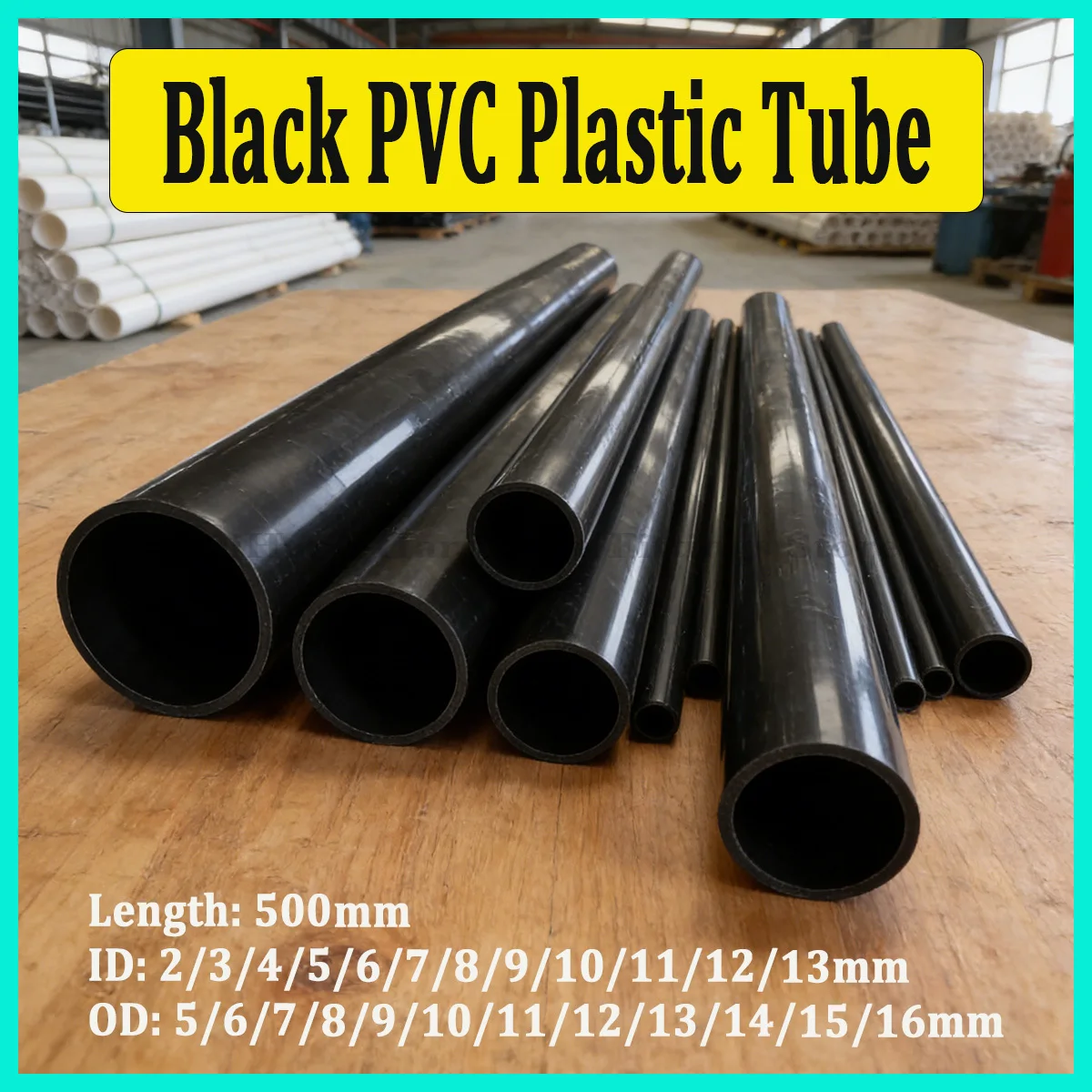 

4Pcs Black UPVC Plastic Tube L500mm, OD 5-16mm Industrial Hard Hollow Pipe, Small Water Conduit Tubing for Home DIY & Repair