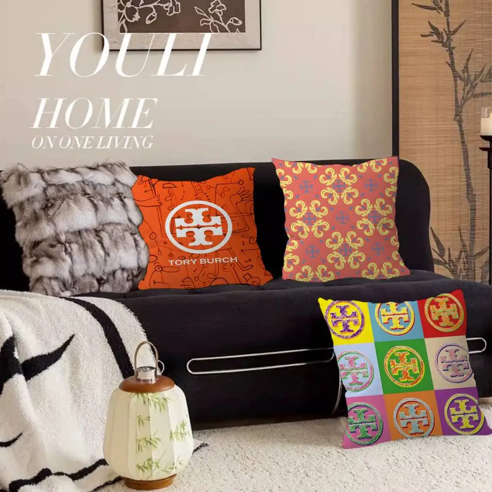 Luxury Brand T-Tory B-Burch Logo Cushion Cover Pillow Cover Decor Pillowcase Printed Cushion Case For Couch