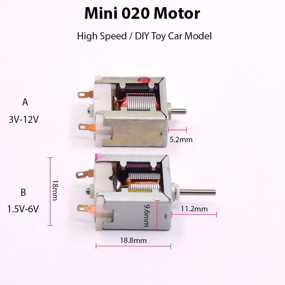 Micro Mini 18mm 020 Bare Square Motor DC 2.4V 3V 3.7V 5V 6V 9V 12V High Speed Engine DIY Hobby Toy RC Model HO Slot Car