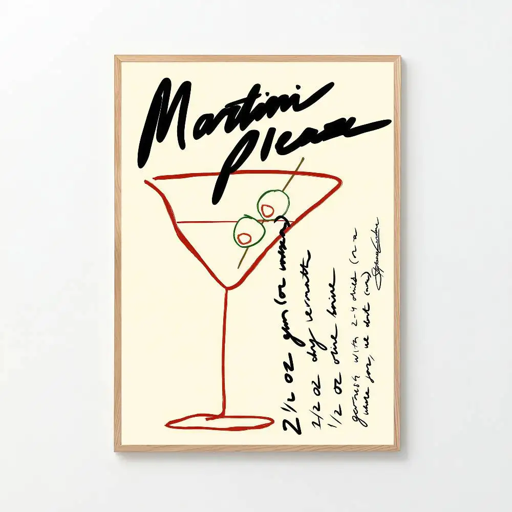 Martini Please Whitepaper Poster, wasserfester Papieraufkleber, Kaffeehaus, Bar, ästhetische Kunst, Wandmalerei