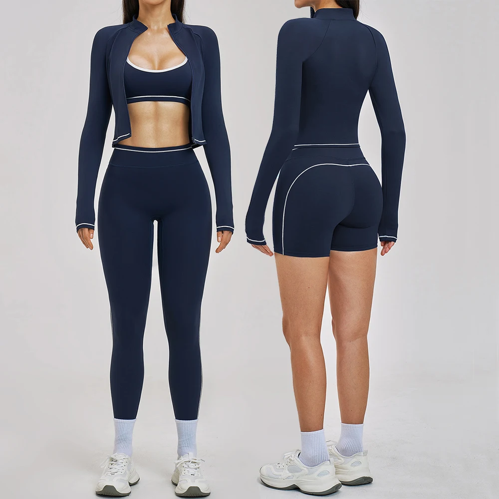 

Комплект для йоги из 3 предметов: женский спортивный костюм, одежда для тренажерного зала, для бега и тренировок, с длинным рукавом, спортивный бюстгальтер, спортивная одежда, одежда для йоги